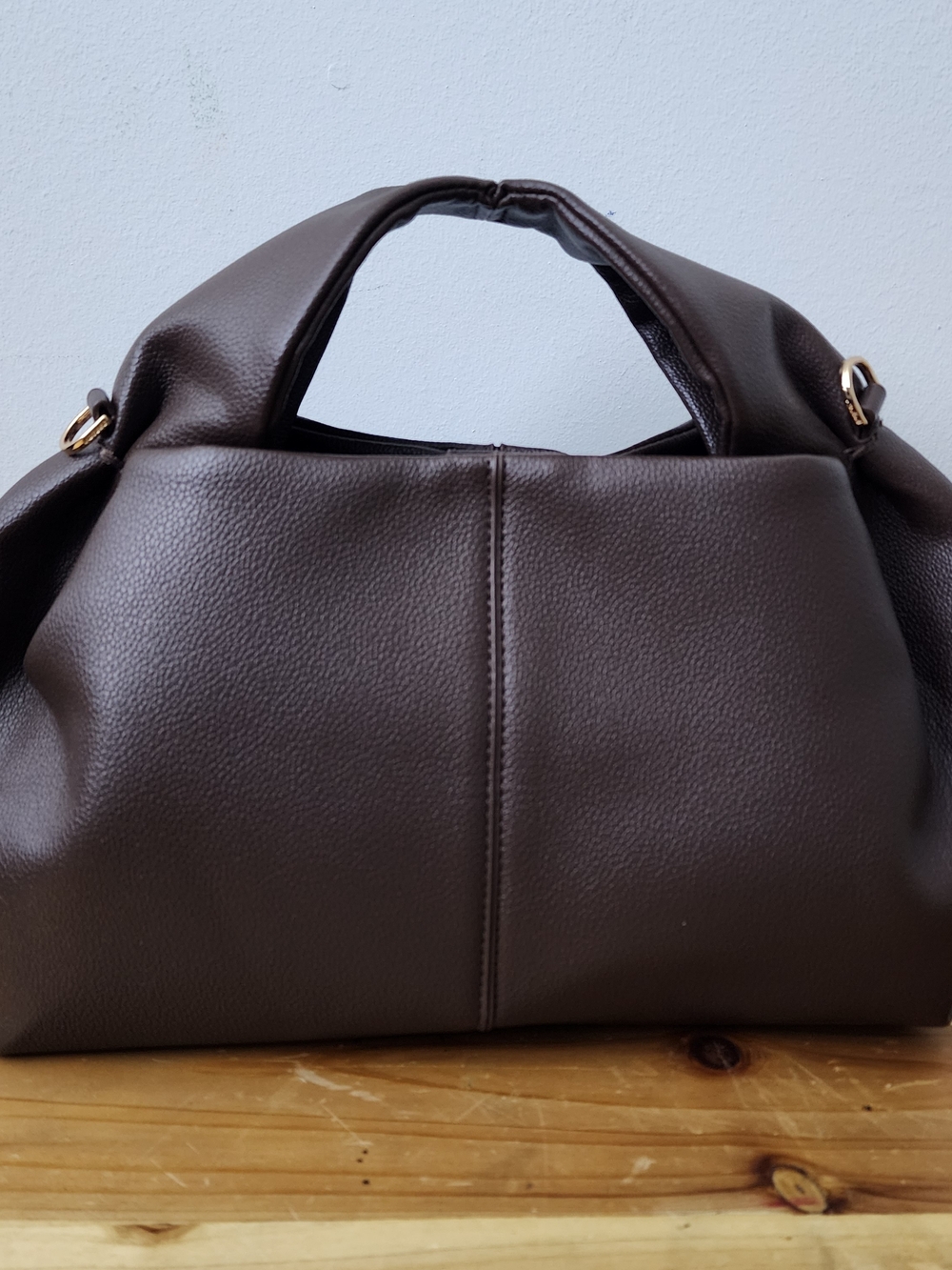 Polène Numero Neuf Textured Leather Crossbody Handbag Dark Brown (NO STRAP) NWOT